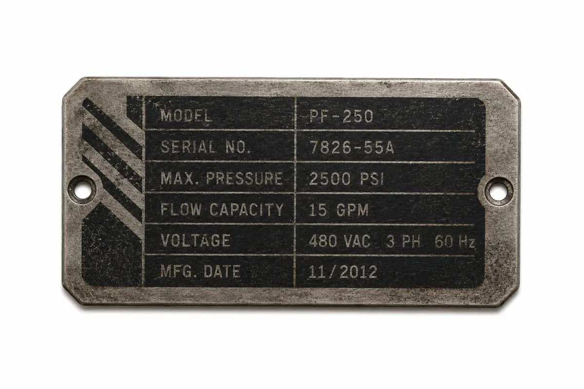Anodized aluminium label Example